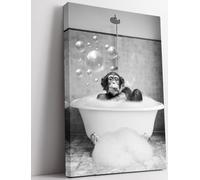 Biufo Animal in Bathtub Wall Art Print Monkey Portrait Canvas Picture Artwork for Bathroom Bedroom Decor (16"x24")