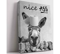 Biufo Nice Ass Funny Quotes Canvas Wall Art Print Donkey Animal Portrait Picture Artwork for Bathroom Bedroom Decor (12"x16")