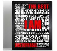 Biufo Positive Affirmation Canvas Wall Art Poster Inspirational Quotes Print Picture for Bedroom Office Living Room Decor (10L x 8W, Framed)