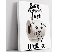 Biufo Wall Art for Bathroom Inspirational Quotes Wall Decor Black White Canvas Print Picture for Restroom (12"x16")