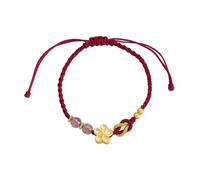 Biuhapiy 14k Gold-Plated Braided Hand Rope Natural Strawberry Crystal Peach Blossom Bracelet Women's Hand-Braided Hand Rope Lucky Red Rope Symbol Protection Amulet for Women's Line Adjustable