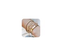Biuhapiy Punk Cuban Link Chain Bracelets Set 4pcs Stacking Chunky Diamond-Cut Chain Bangle Boho Wristband for Women Chunky Flat Cable Chain Punk Bracelets Jewelry for Women Gift Set