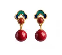 Biuhapiy Xiangyun Cinnabar Earrings - Chinese-Inspired Ancient Style Earrings for Women