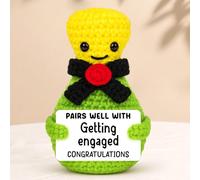 BiuNiuring Engagement Gifts for Couples Newly Engaged, Unique Funny Champagne Handmade Crochet Engagement Gifts for Bride-to-Be, Women, Fiancé, Her, First Christmas Ornament 2025 Party Decoration