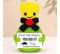 BiuNiuring Funny Graduation Gifts for Her Him, Cute Bubbly Handmade Crochet Graduation Decorations for High School College Masters PhD Graduates Gifts