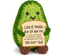 BiuNiuring Positive Crochet Avocado Birthday Gifts for Women Men, Easter Decor Basket for Mom Dad Son Daughter Sister Brother Friends Coworkers Collectible Dolls (Remind You)