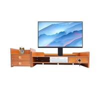 biusgiyeny 2-Tier Bamboo Monitor Stand Riser with 3 Drawers - PC Laptop Stand with Storage for Desk