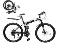 biusgiyeny 26 Inch Adult Folding Mountain Bicycle Bike 21 Speed Mens and Womens Foldable Mountain Bicycle with Dual Disc Brakes Adjustable Heigh MTB