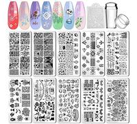 Biutee 10 PCS Nail Art Kit,Geometric Patterns Nail Template for Nail Salon Designs Nail Image Stamp Plates Manicure Templates Nail Art Tools(10PCS)
