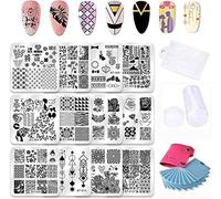 Biutee 12 PCS Round Nail Stamp Plates Kit,Geometric Patterns Nail Template for Nail Salon Designs Nail Image Stamp Plates Manicure Templates Nail Art Tools（12PCS）