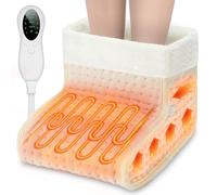 Biutee Foot Warmer with 10 Temperature Levels, Electric Feet Warmer with Washable Inner Lining, Fast Heating from 30℃ to 60℃, Electric Heater with Timing Settings, Christmas New Year Gift, White