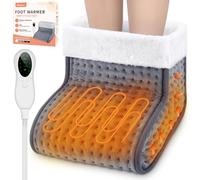 Biutee Foot Warmer with 10 Temperature Levels, Electric Feet Warmer with Washable Inner Lining, Fast Heating from 30℃ to 60℃, Electric Heater with Timing Settings, Christmas New Year Gift, Grey