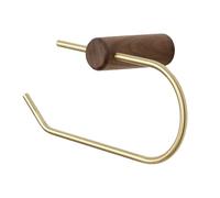 Biutimarden Brass Toilet Paper Roll Holder with Solid Wood Wall Mounted Waterproof Toilet Paper Holder Anti-Drop Design Tissue Roll Holder for Bathroom and Kitchen (Black Walnut)