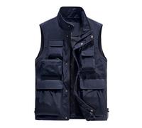 Biutimarden Men’s Breathable Stand Collar Quick dry Waistcoat with Multi Pockets Leisure Utility Gilet for Fishing Photography Lightweight Sleeveless Activewear