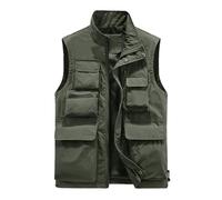 Biutimarden Men’s Breathable Stand Collar Quick dry Waistcoat with Multi Pockets Leisure Utility Gilet for Fishing Photography Lightweight Sleeveless Activewear