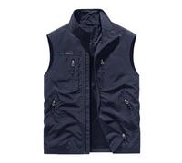 Biutimarden Men’s Fishing Work Vest with Full Zip Casual Stand Collar Sleeveless Activewear with Pockets Camping Mesh Waistcoat