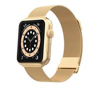 Biuupa Metal Straps Compatible With Apple Watch 38mm 40mm 41mm for Women and Men, Breathable Stainless Steel Mesh Band with Adjustable Magnetic Clasp for iWatch Series 8 7 6 5 4 3 2 1 SE- Gold