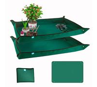 BIUWING Planter Tray, 2PCS Thickened Oxford Fabric Portable Indoor Plant Repotting Mat, Extra Large 43''*29'', Waterproof, Foldable, Blackish Green