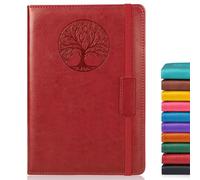 Biuwory Dotted Journal Notebook for Women Men, 160 Pages Hardcover Dot Grid Notebooks for Work, School & Travel, Leather Journals for Writing, Bullet Journaling 5.7"×8.3" (Winered)