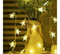 BIUYO Fairy Lights Battery Powered Stars String Lights 5M 50 LED Battery Operated Decorative Lighting for Christmas Wedding Birthday Indoor Outdoor Use(Warm White)