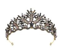 BIUYUYO Gothic Tiara for Women Black Crown Queen Crown Rhinestone Headband | Baroque Crystal Rhinestone Tiara Princess Headpiece, Black Goth Crown Headband for Halloween Prom Birthday Wedding Bridal