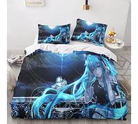 BIVEE Hatsune Miku 3D Print Bedding Duvet Cover Bedding Anime Comforter Cover for Teens Microfiber 3-Piece Quilt Cover with Hidden Zipper Closure with Pillowcases Double（200x200cm）