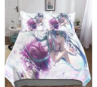 BIVEE Hatsune Miku 3D Print Set Quilt Cover Bedding Sets, Print Microfibre Anime Duvet Cover Set with Pillowcases,for Boys Girls Comforter Cover 3 Pieces Set King（220x240cm）