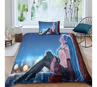 BIVEE Hatsune Miku 3D Print Set Quilt Cover Bedding Sets, Print Microfibre Anime Duvet Cover Set with Pillowcases,for Boys Girls Comforter Cover 2 Pieces Set Single（135x200cm）