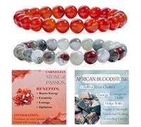 Bivei 2-Piece 8mm Beaded Bracelets for Women - Carnelian, African Bloodstone - Handmade Natural Crystal Stretch Elastic Jewelry for Meditation, Yoga, Protection Gifts