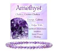 Bivei Amethyst - Calms - Crystal Bracelet for Women 4mm Beaded Semi Precious Natural Stone Stretch Elastic Jewelry Yoga Gifts