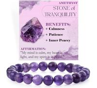 Bivei Amethyst - Tranquility - Crystal Bracelet for Women 8mm Beaded Semi Precious Natural Stone Stretch Elastic Jewelry Yoga Gifts Small