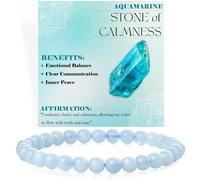Bivei Aquamarine - Calmness - Crystal Bracelet for Women 6mm Beaded Semi Precious Natural Stone Stretch Elastic Jewelry Yoga Gifts