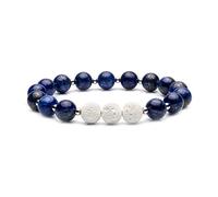 Bivei Aromatherapy Lava Stone Essential Oil Diffuser Bracelet Semi Precious Gemstone Round Beads Crystal Bracelet(Lapis Lazuli)