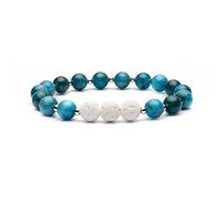 Bivei Aromatherapy Lava Stone Essential Oil Diffuser Bracelet Semi Precious Gemstone Round Beads Crystal Bracelet(Blue Apatite)
