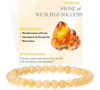 Bivei Citrine - Wealth & Success - Crystal Bracelet for Women 6mm Beaded Semi Precious Natural Stone Stretch Elastic Jewelry Yoga Gifts Large