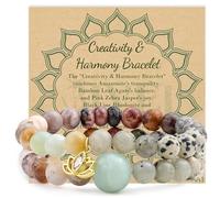 Bivei Crystal Bracelets - Women 8mm Natural Reiki Semi Precious Gemstone Chakras Bead Stretch Bracelet with Lotus Charm(Creativity & Harmony Bracelet)