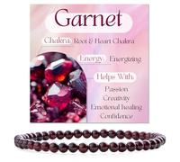 Bivei Garnet - Energizing - Crystal Bracelet for Women 4mm Beaded Semi Precious Natural Stone Stretch Elastic Jewelry Yoga Gifts