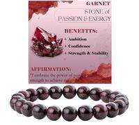Bivei Garnet - Passion and Energy - Crystal Bracelet for Women 8mm Beaded Semi Precious Natural Stone Stretch Elastic Jewelry Yoga Gifts Small
