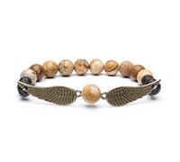 Bivei Guardian Angel's Wing Lava Rock Stone Essential Oil Diffuser Bracelet - Semi Precious Gemstone Beads Healing Crystal Bracelet (Pictture Jasper)