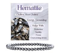 Bivei Hematite - Grounding - Crystal Bracelet for Women 4mm Beaded Semi Precious Natural Stone Stretch Elastic Jewelry Yoga Gifts Small