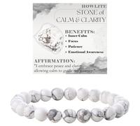 Bivei Howlite - Calm Clarity - Crystal Bracelet for Women 8mm Beaded Semi Precious Natural Stone Stretch Elastic Jewelry Yoga Gifts Small