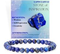 Bivei Lapis Lazuli - Inspiration - Crystal Bracelet for Women 6mm Beaded Semi Precious Natural Stone Stretch Elastic Jewelry Yoga Gifts Small