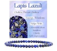 Bivei Lapis Lazuli - Wisdom - Crystal Bracelet for Women 4mm Beaded Semi Precious Natural Stone Stretch Elastic Jewelry Yoga Gifts