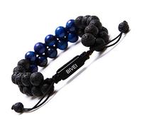Bivei Lava Stone Beaded Bracelets Adjustable Handmade Women Braided Double Layer Semi Precious Natural Gemstone Essential Oil Diffuser Bracelet, 9", Stone, no gemstone