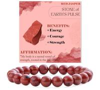 Bivei Red Jasper-Strong Base - Crystal Bracelet for Women 8mm Beaded Semi Precious Natural Stone Stretch Elastic Jewelry Yoga Gifts