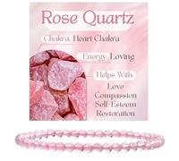 Bivei Rose Quartz - Loving - Crystal Bracelet for Women 4mm Beaded Semi Precious Natural Stone Stretch Elastic Jewelry Yoga Gifts Small