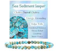 Bivei Sea Sediment Jasper - Grounding - Crystal Bracelet for Women 4mm Beaded Semi Precious Natural Stone Stretch Elastic Jewelry Yoga Gifts Large