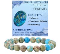 Bivei Sea Sediment Jasper - Serenity - Crystal Bracelet for Women 8mm Beaded Semi Precious Natural Stone Stretch Elastic Jewelry Yoga Gifts Small