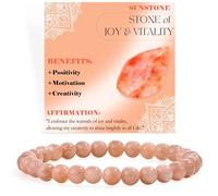 Bivei Sunstone - Joy & Vitality - Crystal Bracelet for Women 6mm Beaded Semi Precious Natural Stone Stretch Elastic Jewelry Yoga Gifts