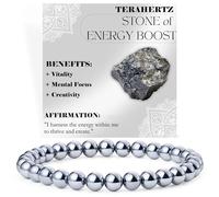 Bivei Terahertz - Energy Boost - Crystal Bracelet for Women 6mm Beaded Semi Precious Natural Stone Stretch Elastic Jewelry Yoga Gifts